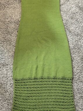 Olive Green Knit Maxi Dress with Crochet Hem